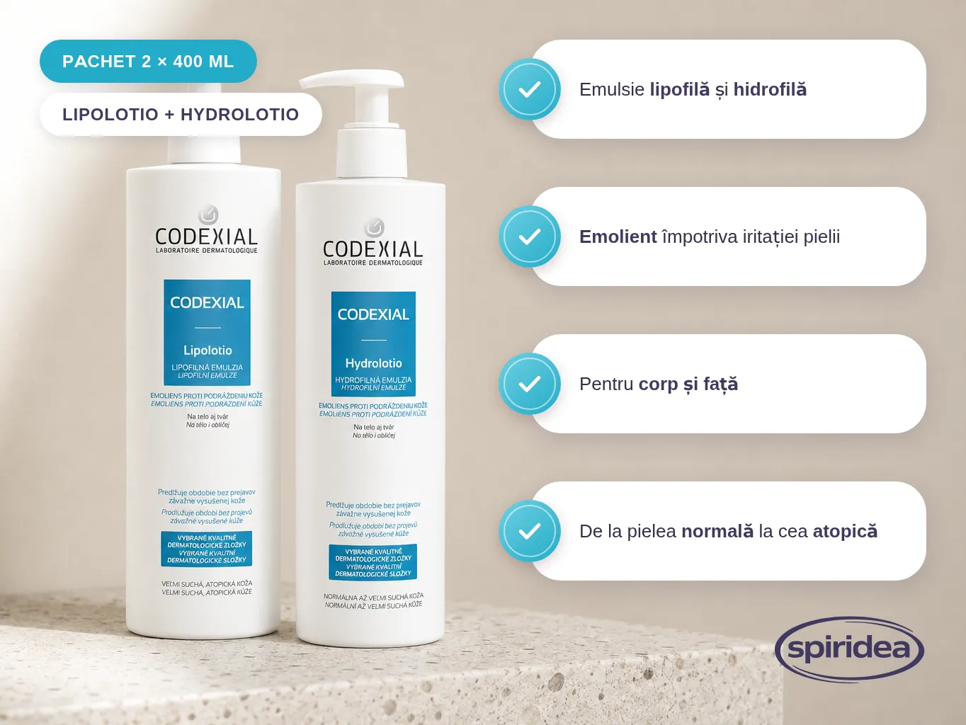 Pachet redus Codexial Lipolotio și Hydrolotio 2x400ml - imagine 2